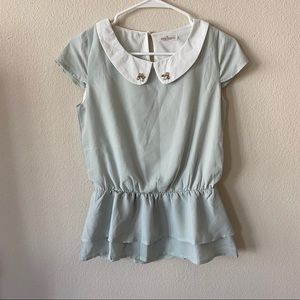 mint chiffon peplum top
